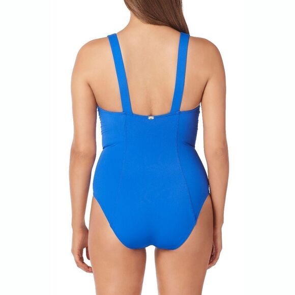 New! AMORESSA MIRACLESUIT Women's Blue One-Piece Swimsuit Bathing Suit V-neck - Picture 5 of 8